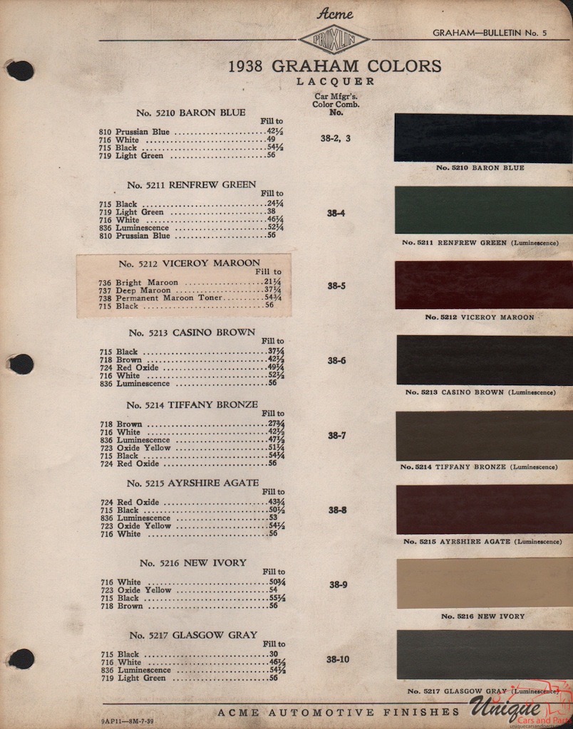 1938 Graham Paint Charts Acme
